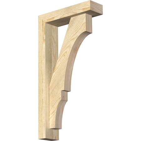 Ekena Millwork Balboa Block Rough Sawn Bracket w/ Offset Brace, Douglas Fir, 4"W x 14"D x 26"H BKT0402X14X26BOA05RDF